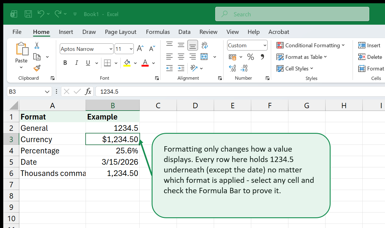 Professional cell formatting with borders and number styles