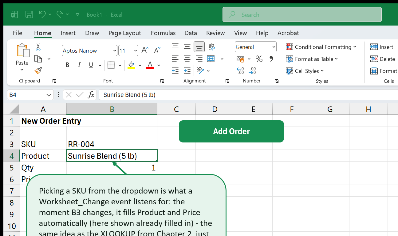 VBA-powered data entry form in Excel