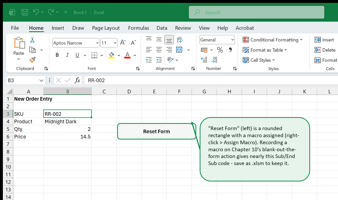 Running a macro from a button on the worksheet