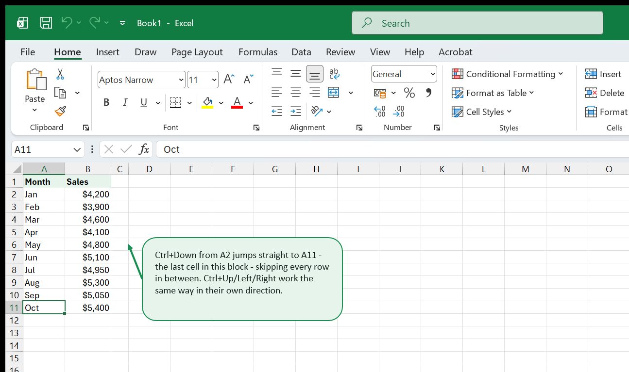 Ctrl+Arrow navigation jumping to the edge of data